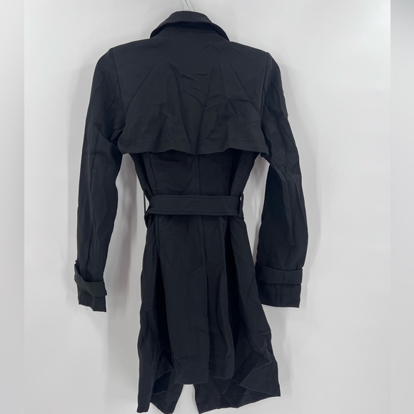 Lulus Winnipeg Black Trench coat black new XS - Picture 7 of 8